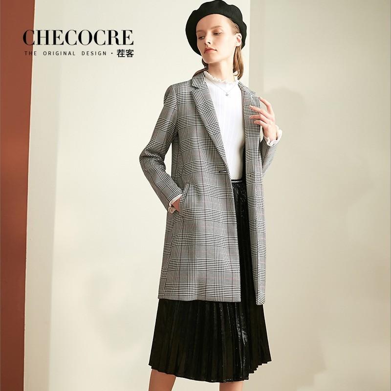 زفاف - British Style Oversized Slimming Lattice Overcoat Suit Coat - Bonny YZOZO Boutique Store