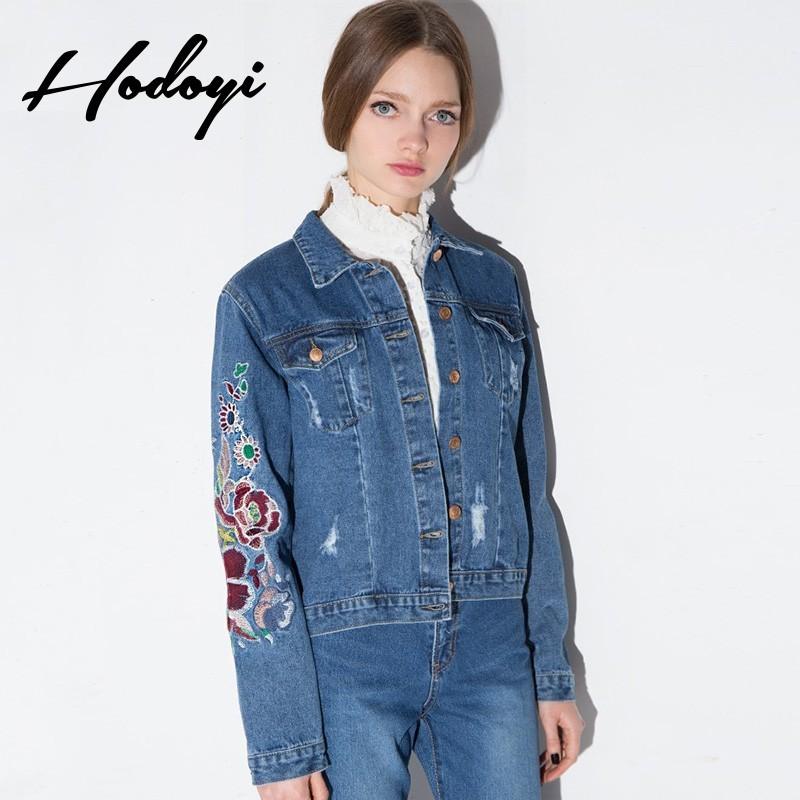 Свадьба - Must-have Vogue Vintage Solid Color Embroidery Cowboy Fall 9/10 Sleeves Coat - Bonny YZOZO Boutique Store
