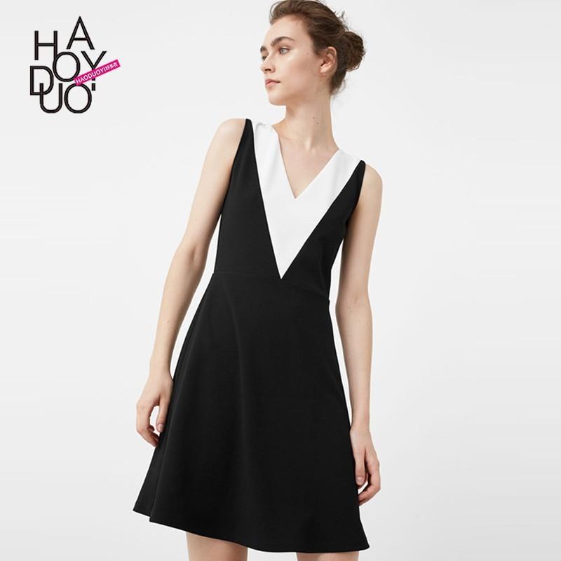 Mariage - Must-have Vogue Split Front Solid Color Slimming V-neck Sleeveless Dress - Bonny YZOZO Boutique Store