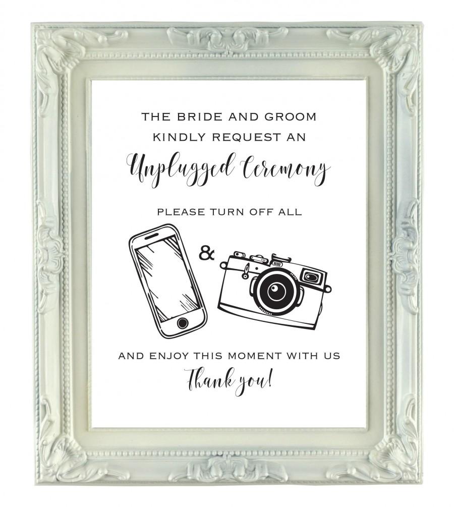 Свадьба - Unplugged Ceremony Sign, The Bride and Groom Kindly Request, 8x10, Instant Download, Printable Unplugged Wedding Sign, Digital Wedding Sign