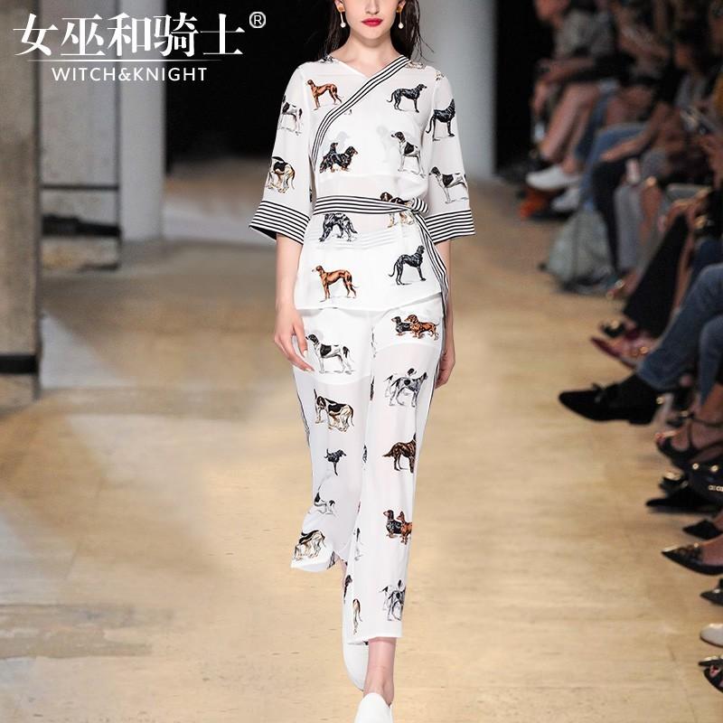 زفاف - Vogue Vintage Printed Mulberry Silk Summer Silk Outfit Twinset Long Trouser - Bonny YZOZO Boutique Store