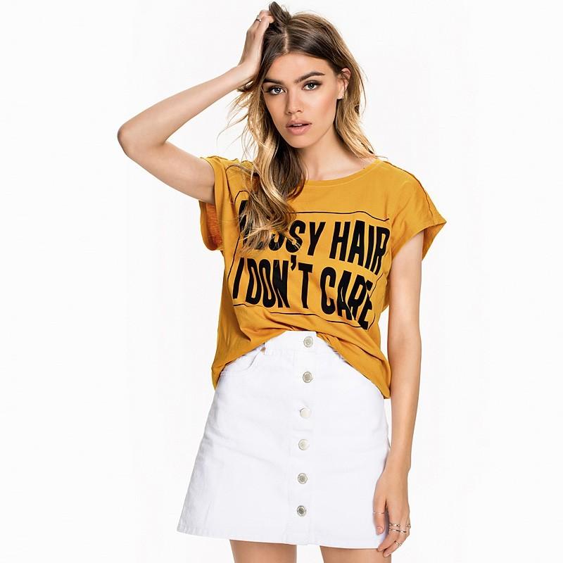 Mariage - Must-have Oversized Vogue Simple Printed Scoop Neck Alphabet Casual Short Sleeves T-shirt - Bonny YZOZO Boutique Store