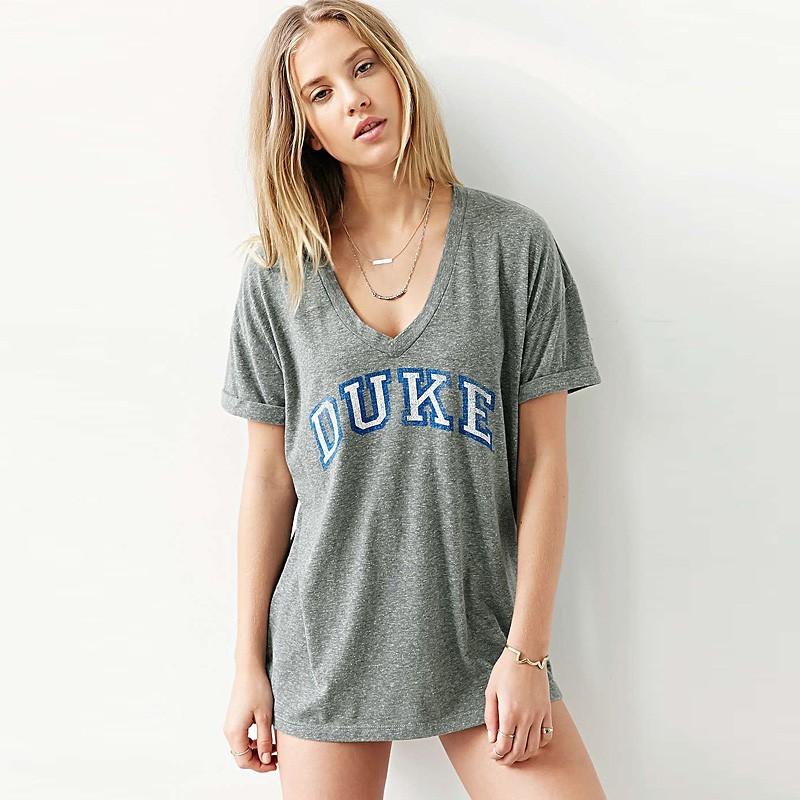 زفاف - Must-have Oversized Vogue Simple Printed V-neck Alphabet Summer Casual Short Sleeves T-shirt Top - Bonny YZOZO Boutique Store