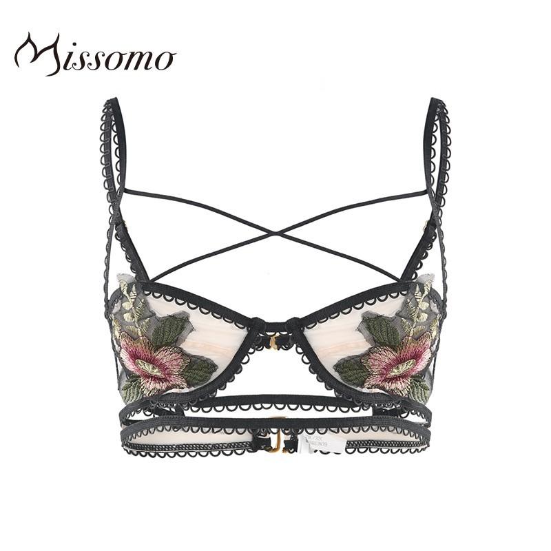 Mariage - Vogue Sexy Split Front Embroidery Slimming Lift Up Wire-free Bra - Bonny YZOZO Boutique Store