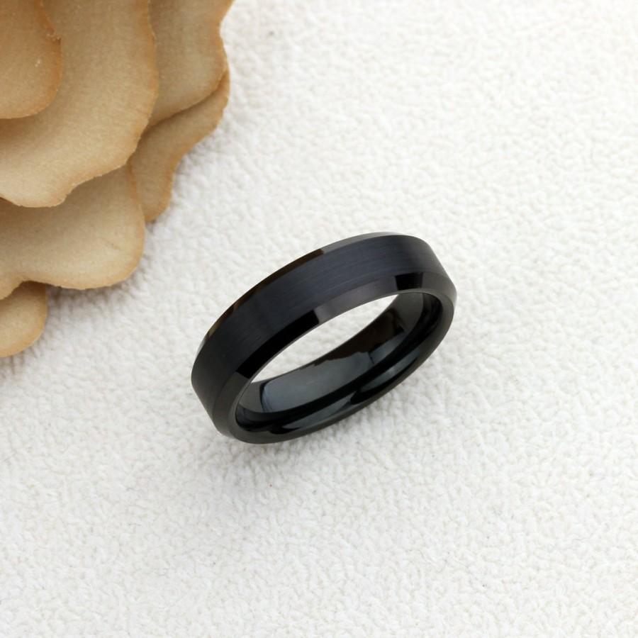 Wedding - Personalized Name Ring Custom Engraving Promise Ring For Men Women Tungsten Wedding Band 6mm Beveled Edges - ZDPTR168