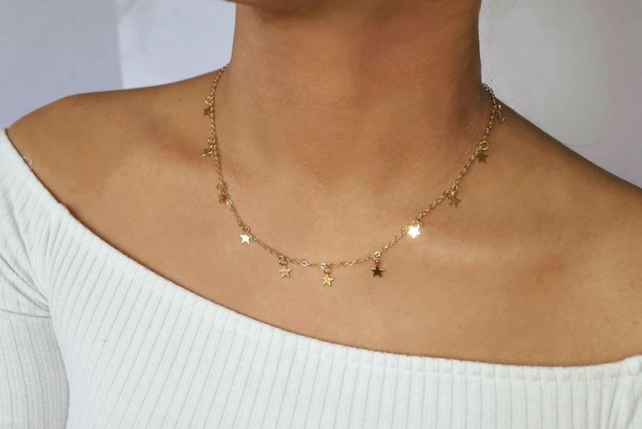 Mariage - dainty star necklace / gold star necklace / star necklace / star necklace gold / gold star choker / star jewelry / gold star jewelry