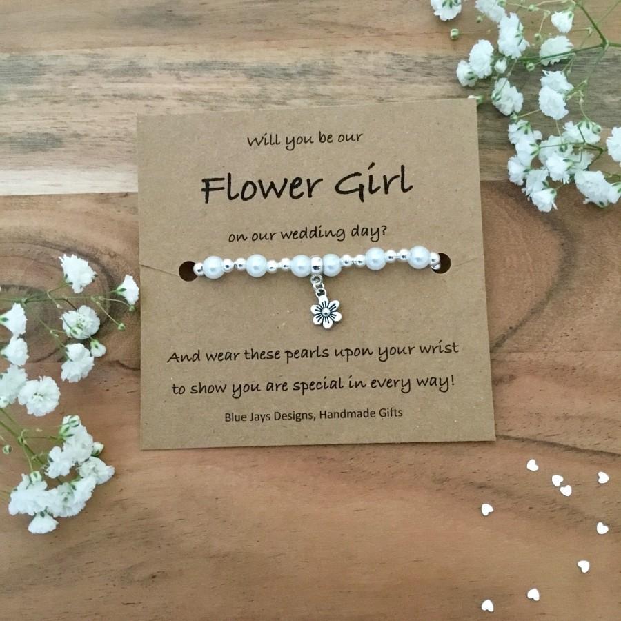 Свадьба - Flower Girl Proposal Bracelet, Proposal Gift, Will You Be My Flower Girl, Ask Flower Girl, Flower Girl Gift, Bridesmaid Jewellery
