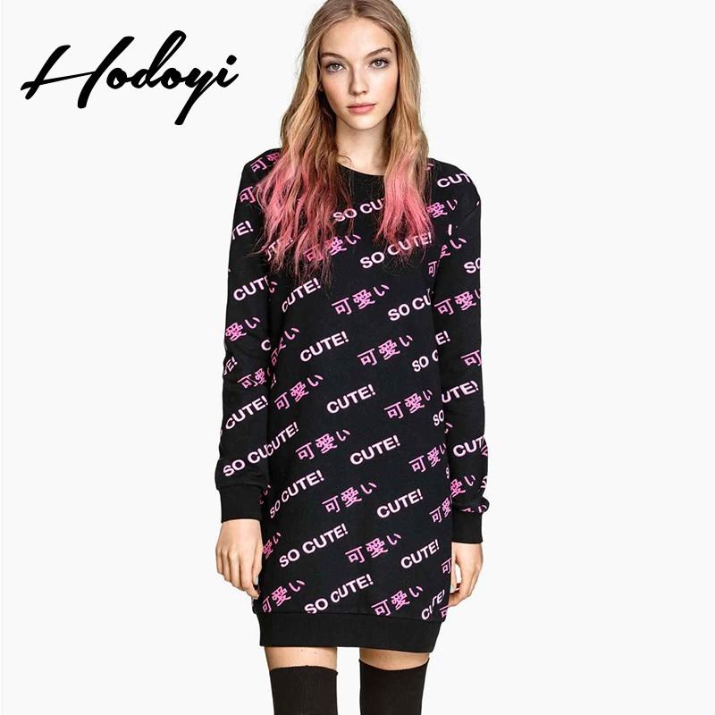 Mariage - School Style Vogue Sweet Printed Scoop Neck Alphabet Fall 9/10 Sleeves Hoodie - Bonny YZOZO Boutique Store