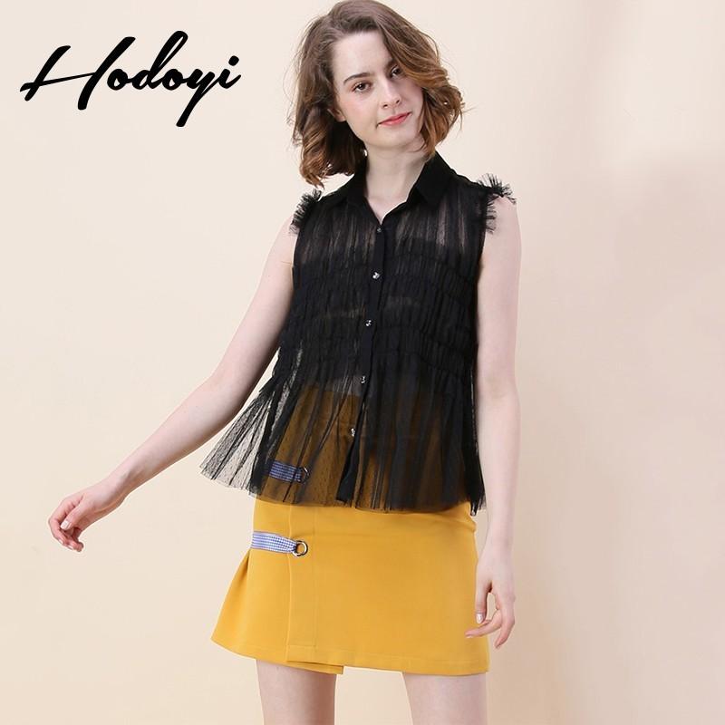 Свадьба - Must-have Vogue Sexy Seen Through Agaric Fold Sleeveless Tulle One Color Fall Blouse - Bonny YZOZO Boutique Store