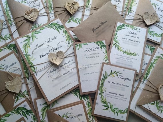 Hochzeit - Greenery Wedding Invitation Set, Boho Wedding Invitation, Botanical Wedding Invitation, Garden Wedding, Rustic Wedding Invitation