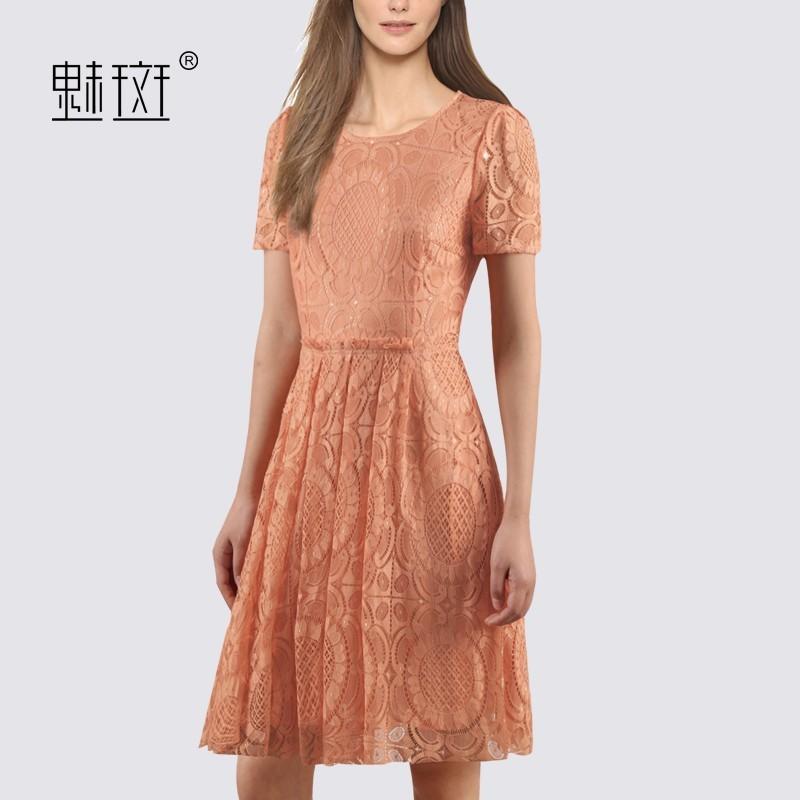 زفاف - 2017 temperament openwork lace summer dress new size women's short sleeve dress - Bonny YZOZO Boutique Store