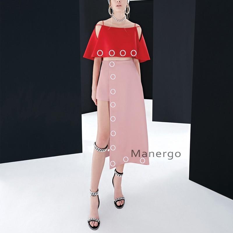 Mariage - 2017 summer dress new irregular word shoulder suit women High waist open fork skirt slim fit two-piece set - Bonny YZOZO Boutique Store