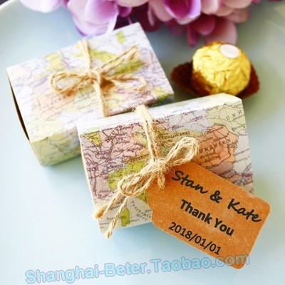 زفاف - Beter Gifts®牛皮紙雪紗袋新年喜糖盒少女心小禮物INS派對地圖糖果盒子BETER-TH031