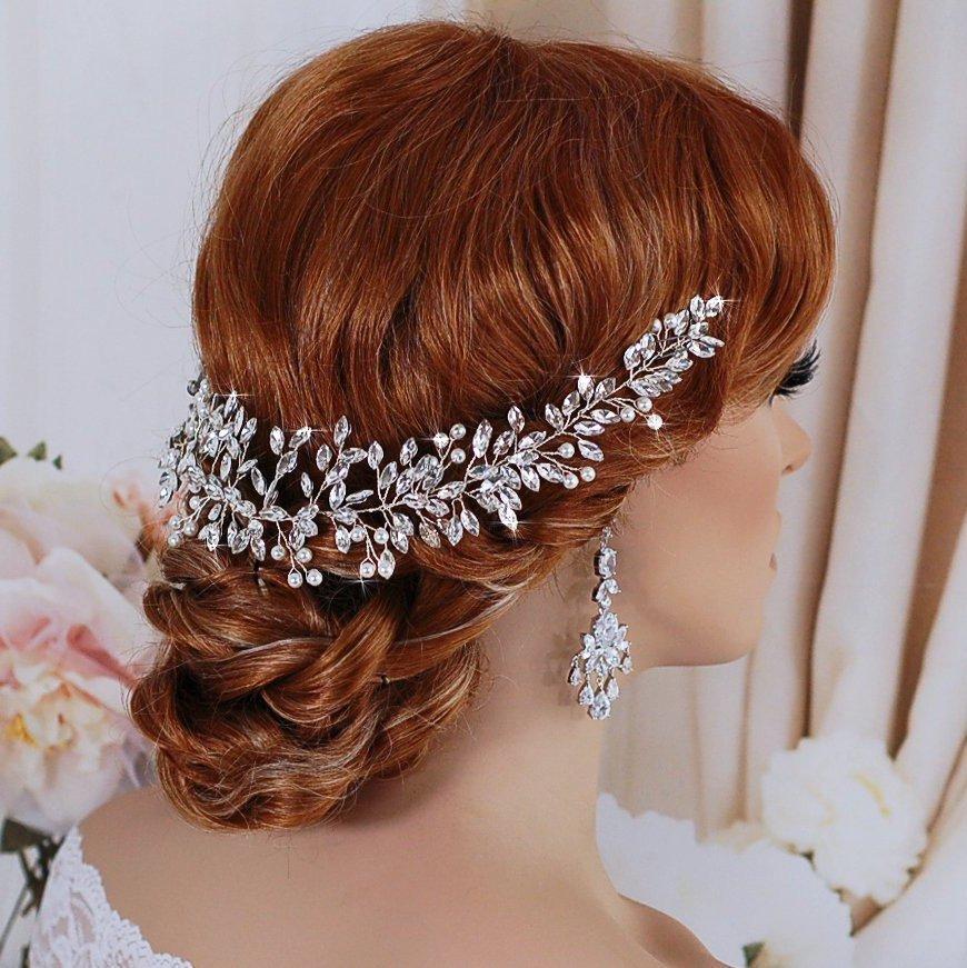 زفاف - Bridal Hair Vine Wreath Rhinestone Crystal Pearl Headpiece Party Head Piece Accessory Weddings Jewelry Bride Gift Wedding Brides Accessories