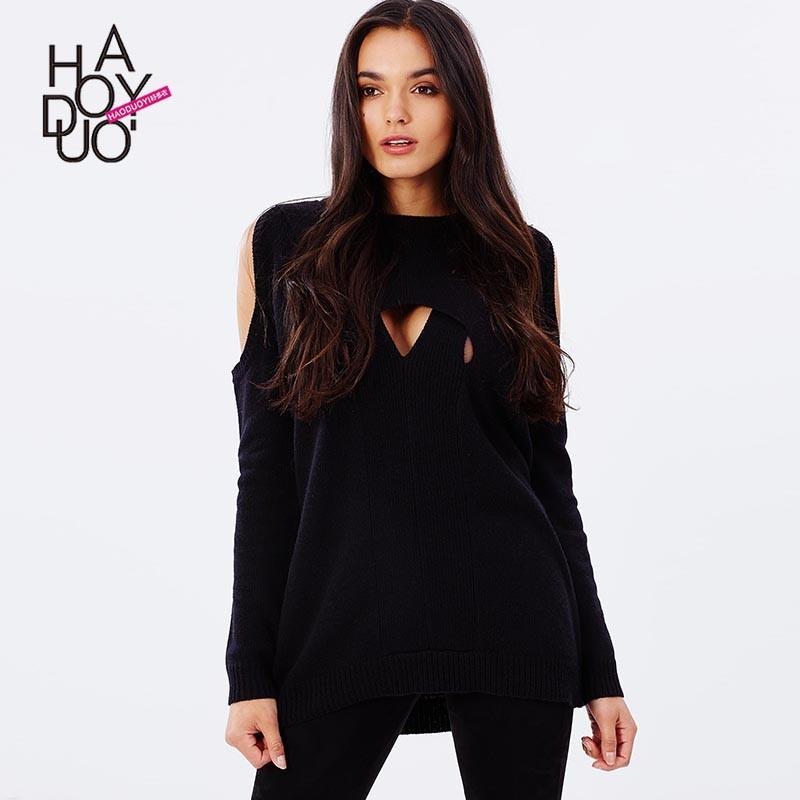 زفاف - Vogue Hollow Out Off-the-Shoulder One Color Summer Edgy Sweater - Bonny YZOZO Boutique Store