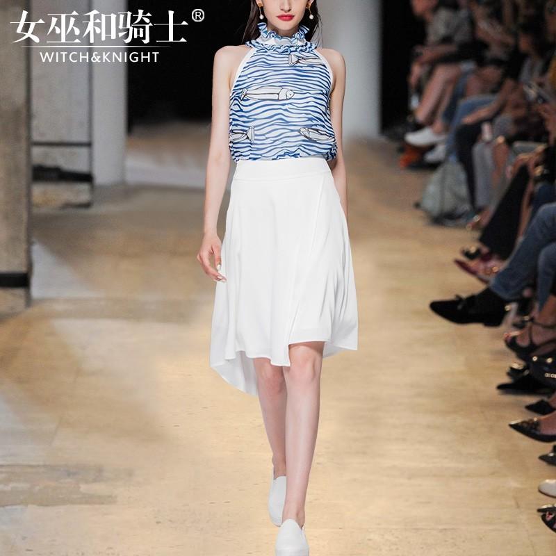 Hochzeit - Asymmetrical Printed Off-the-Shoulder Summer Outfit Chiffon Top Skirt - Bonny YZOZO Boutique Store