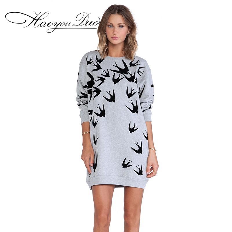 Mariage - Simple Printed 9/10 Sleeves Hoodie Dress - Bonny YZOZO Boutique Store