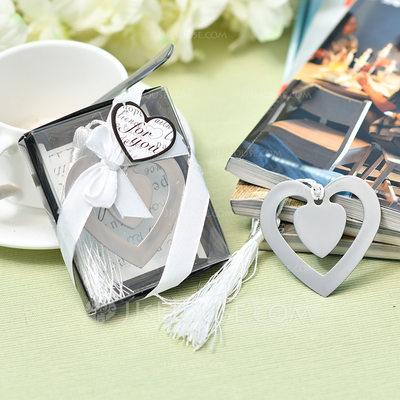 Wedding - "Love Story"/Heart Shaped Heart Shaped Stainless Steel Bookmarks (Sold in a single piece)