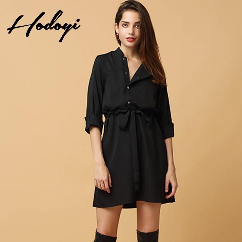 Mariage - Vogue Simple Ruffle One Color Fall Tie Casual Dress - Bonny YZOZO Boutique Store