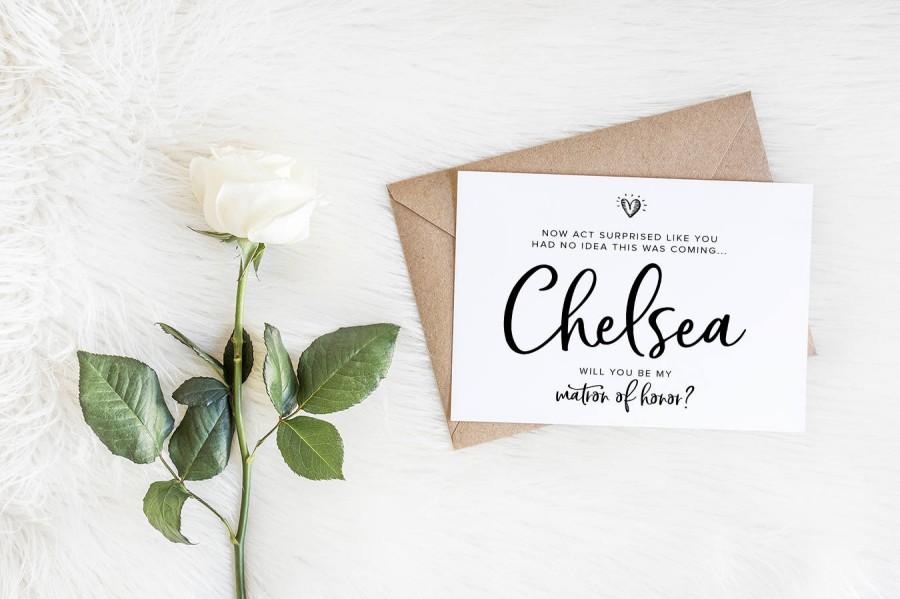 Свадьба - Now act surprised like you had no idea, will you be my bridesmaid card, bridesmaid proposal card, be my maid of honor, bridesmaid card