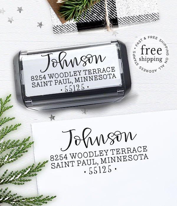 Wedding - Custom Address, Stamp, Christmas Address, Self Inking Stamp, Wedding Stamp, Calligraphy Stamp, Custom Stamp  - Johnson