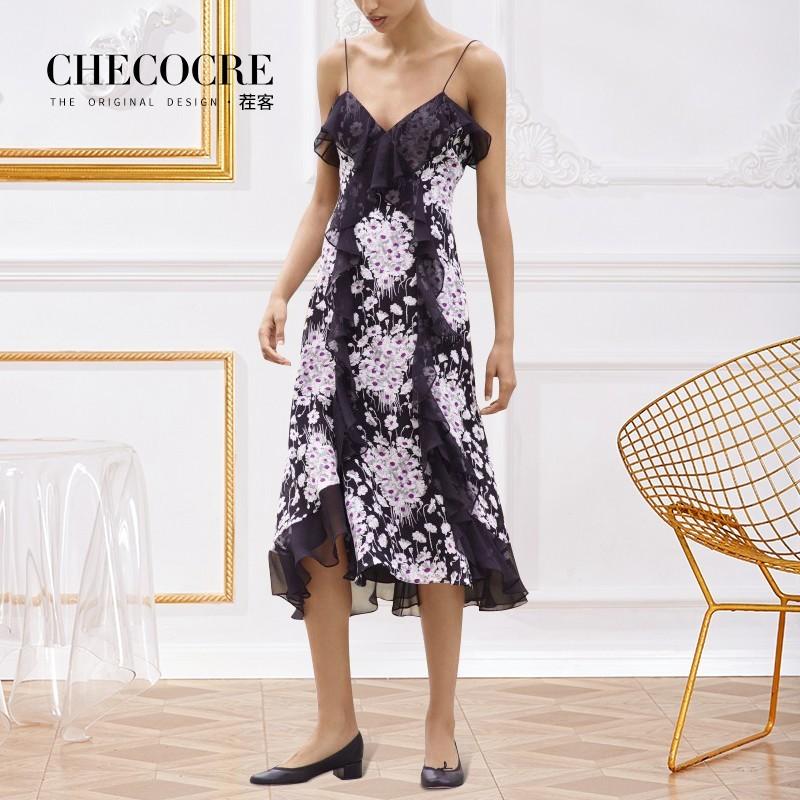 زفاف - Sexy Printed Off-the-Shoulder Chiffon Summer Dress Strappy Top - Bonny YZOZO Boutique Store