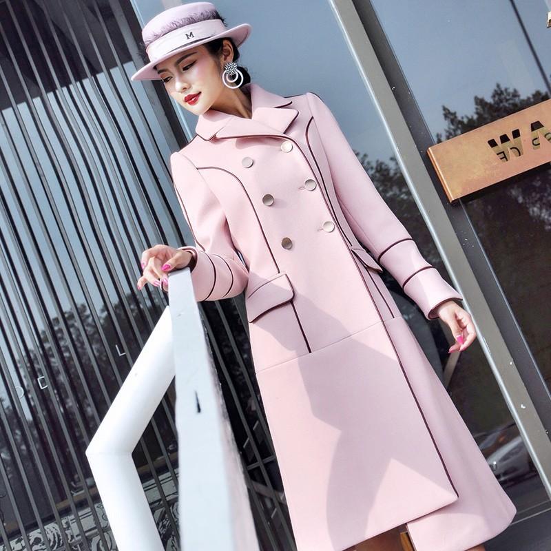 Mariage - Split Front Slimming Double Breasted Wool Wool Coat Overcoat - Bonny YZOZO Boutique Store