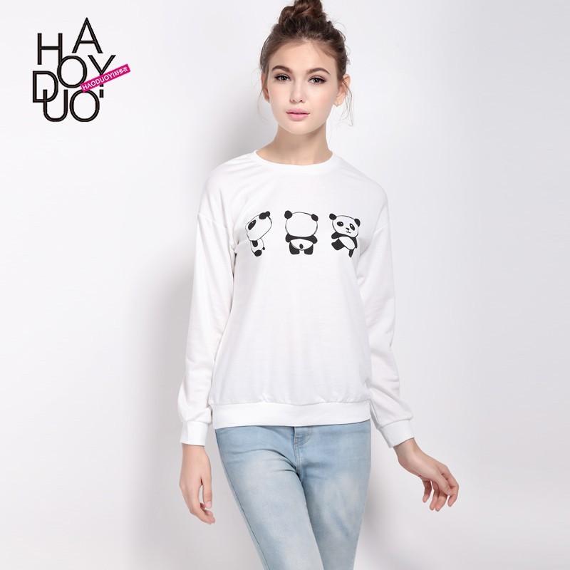 Mariage - Oversized Vogue Sport Style Printed Cat Bear Casual Hoodie - Bonny YZOZO Boutique Store