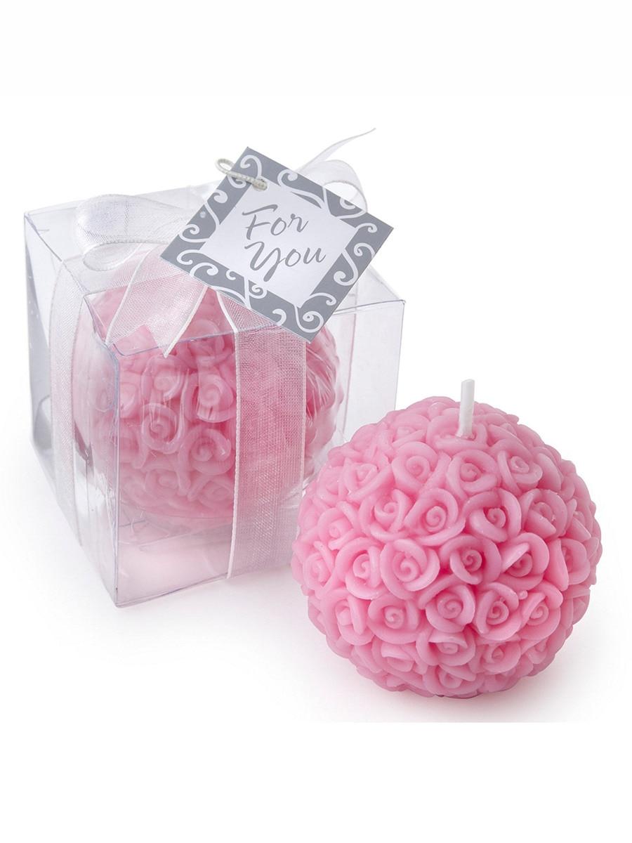 Wedding - Betergifts Candle Romantic Pink Rose Flower Pattern Ball Shaped Home Decor