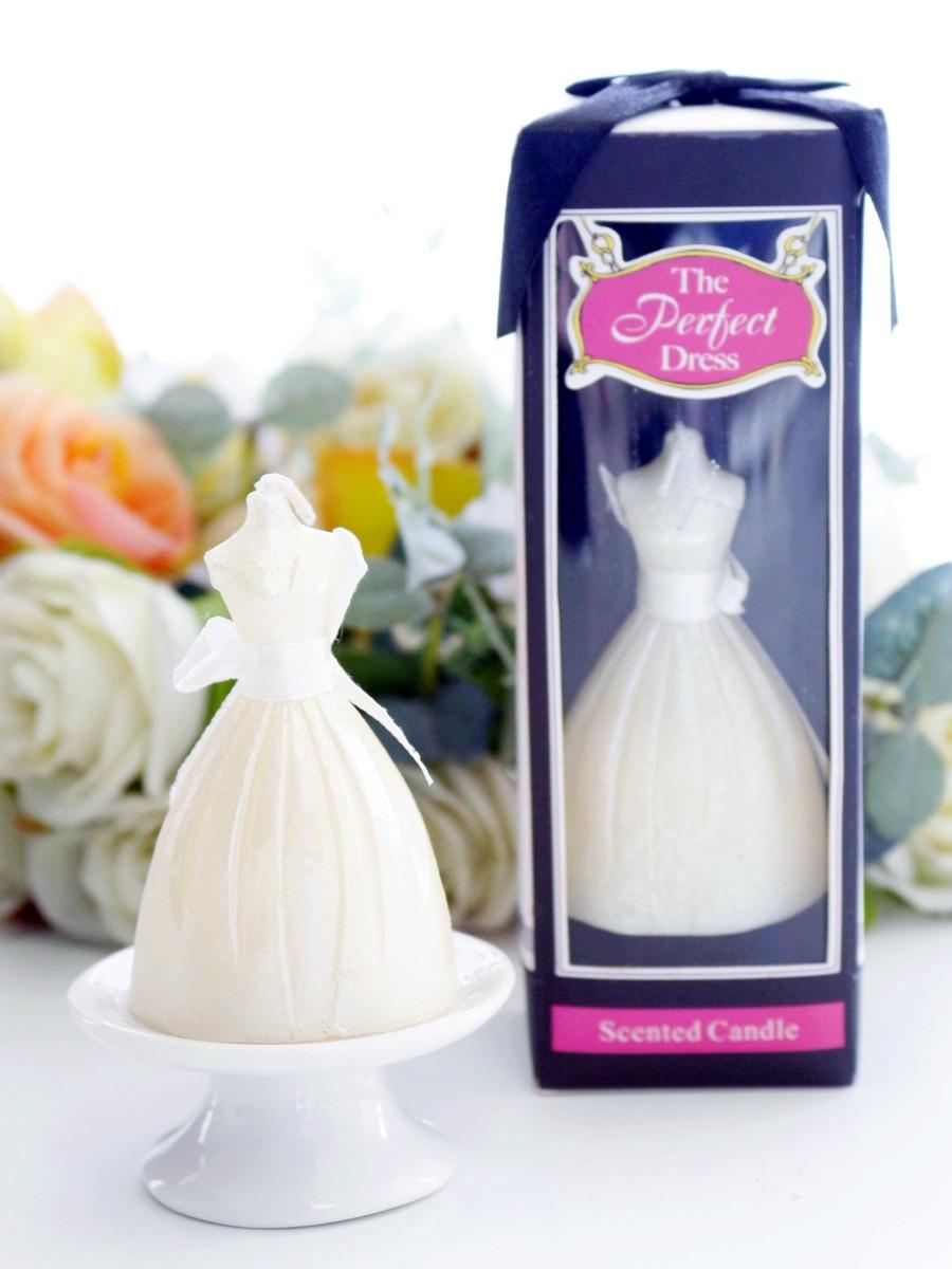 Hochzeit - BeterGifts Wedding Dress Elegant Scented Tealight Candle Favor