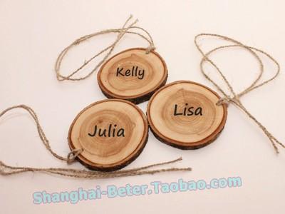 Wedding - BeterGifts Rustic Wood Tag Place Card Holder Wedding Decoration ZH042