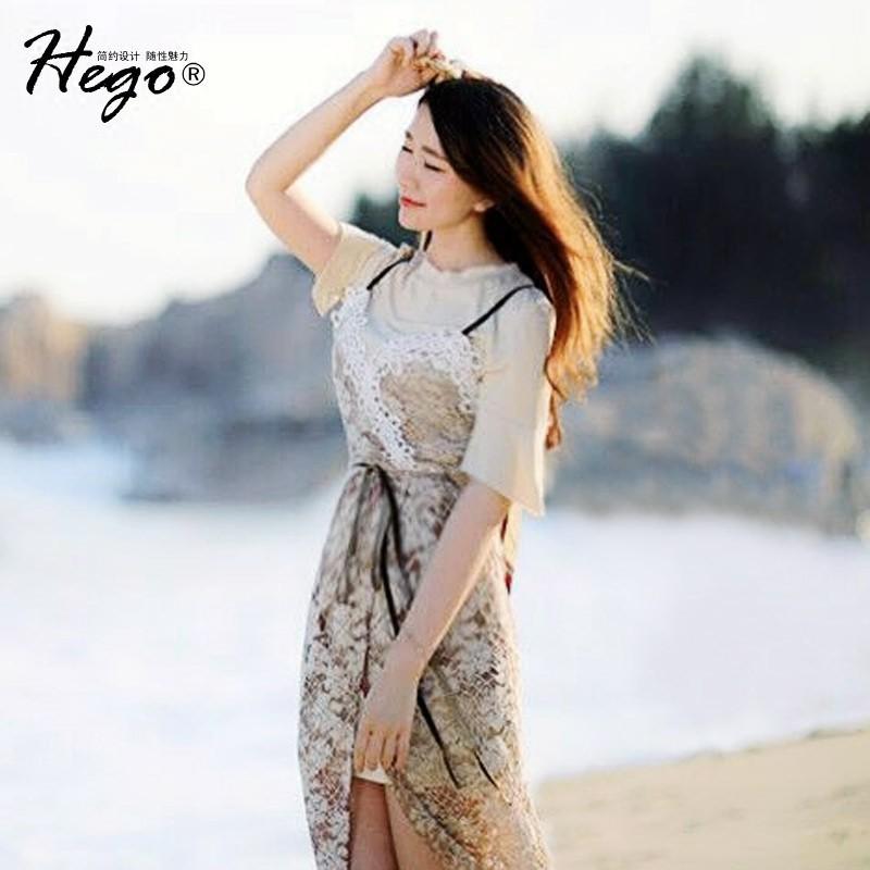 Wedding - Vogue Vintage Attractive Embroidery Fine Lady Summer Lace Twinset Strappy Top Dress - Bonny YZOZO Boutique Store