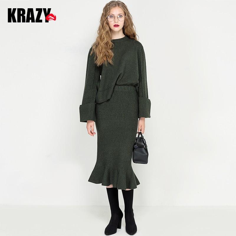 Свадьба - Sheath Mermaid High Waisted Kimono Jersey Frilled Outfit Knitted Sweater Skirt Sweater - Bonny YZOZO Boutique Store
