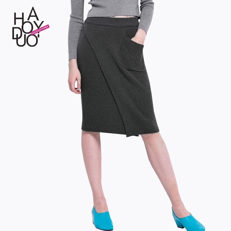 زفاف - Vogue Simple Pocket Jersey Accessories One Color Spring Split Skirt - Bonny YZOZO Boutique Store