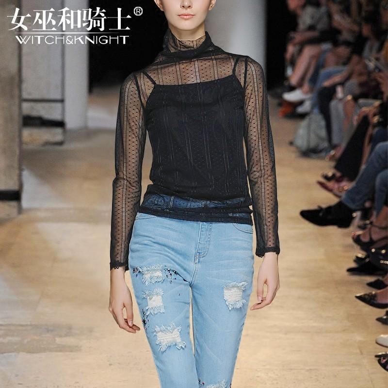 زفاف - Vogue Attractive Slimming Column High Neck 9/10 Sleeves Essential Top - Bonny YZOZO Boutique Store