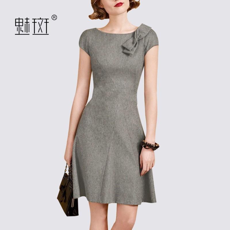 زفاف - 2017 autumn new style women's plus size career professional women slim short sleeve wool dress - Bonny YZOZO Boutique Store
