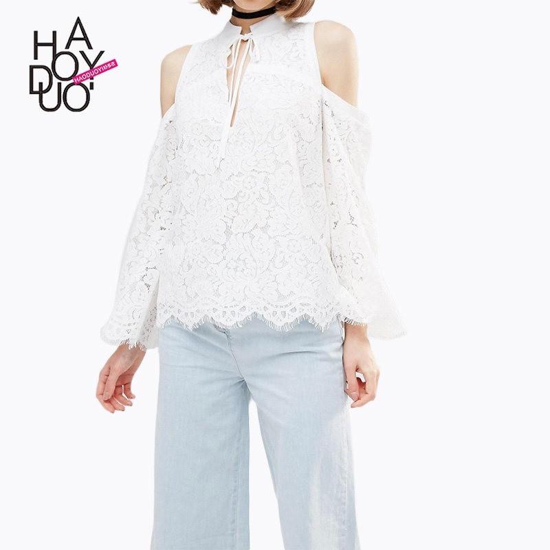 زفاف - Sweet Slimming Off-the-Shoulder Long Sleeves Top Lace Top Basics - Bonny YZOZO Boutique Store