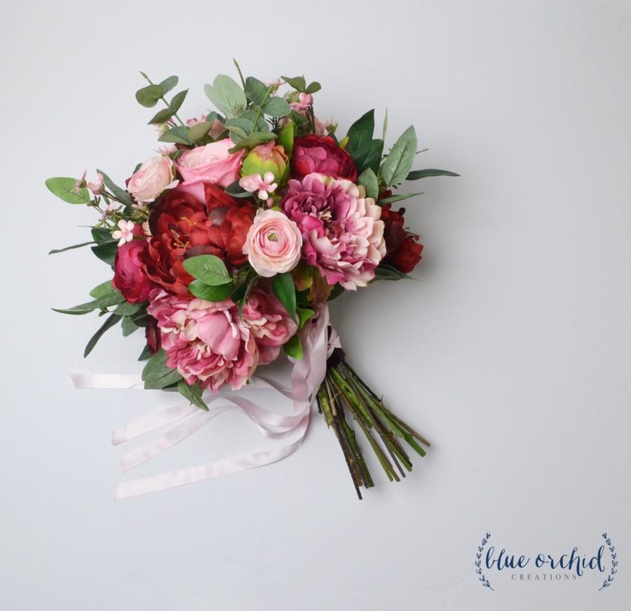 Mariage - wedding bouquet, wedding flowers, boho bouquet, bridal bouquet, pink, red, ,burgundy, eucalyptus, wedding flower set, destination wedding