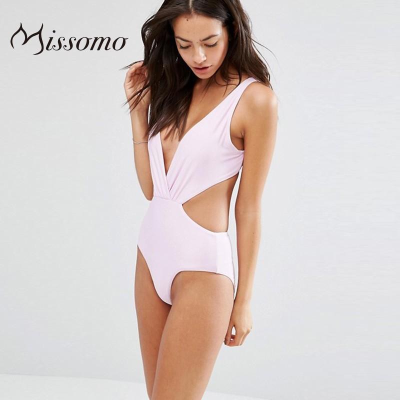 زفاف - Vogue Sexy Open Back Slimming Low Cut One Color Beach Tie Swimsuit - Bonny YZOZO Boutique Store