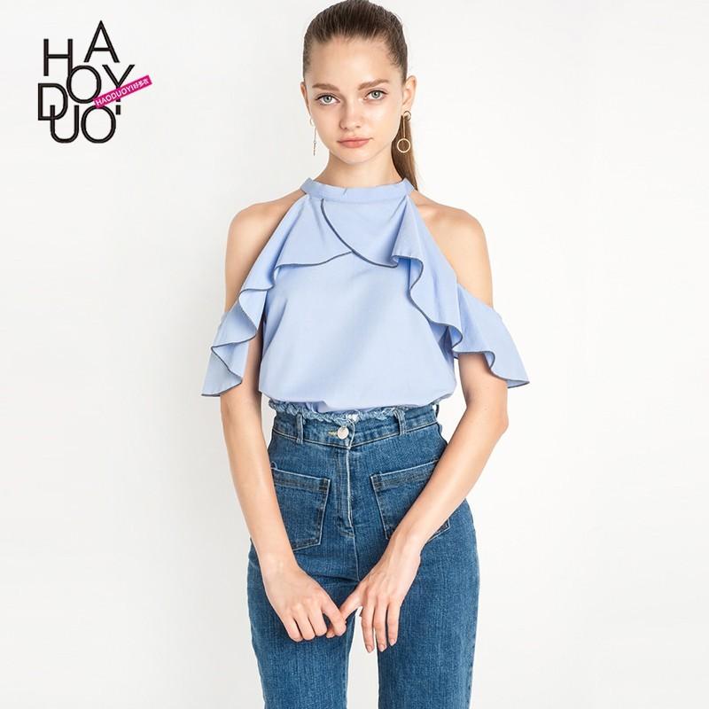 Wedding - School Style Sweet Slimming Off-the-Shoulder Accessories Summer Frilled T-shirt - Bonny YZOZO Boutique Store