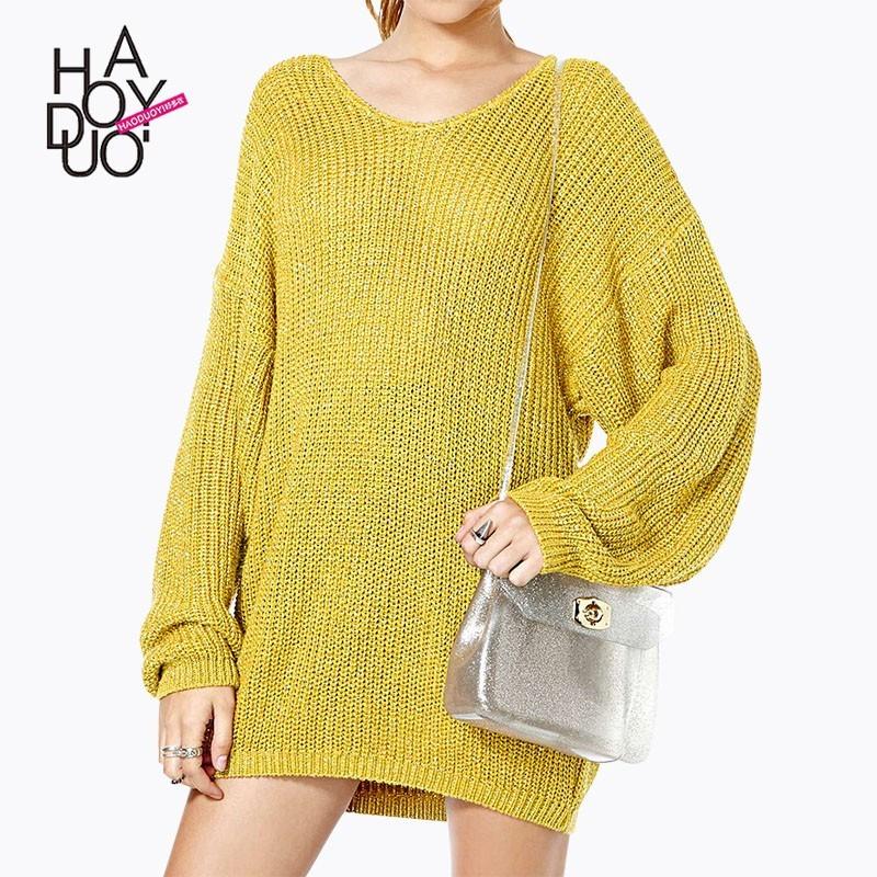 زفاف - Oversized Vogue Simple Drop Shoulder One Color Fall 9/10 Sleeves Sweater - Bonny YZOZO Boutique Store