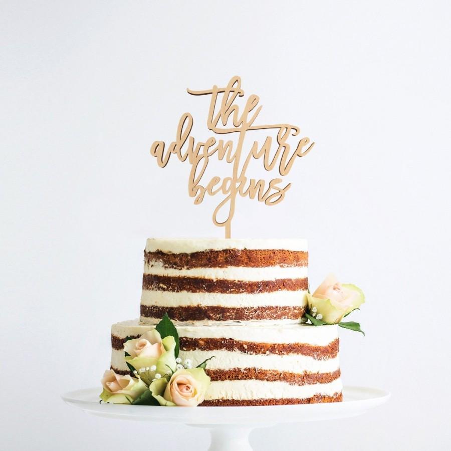 Wedding - The Adventure Begins Cake Topper, Adventure Beings Cake Topper, Wedding Cake Topper, Engagement Cake Topper, Unique Cake Topper