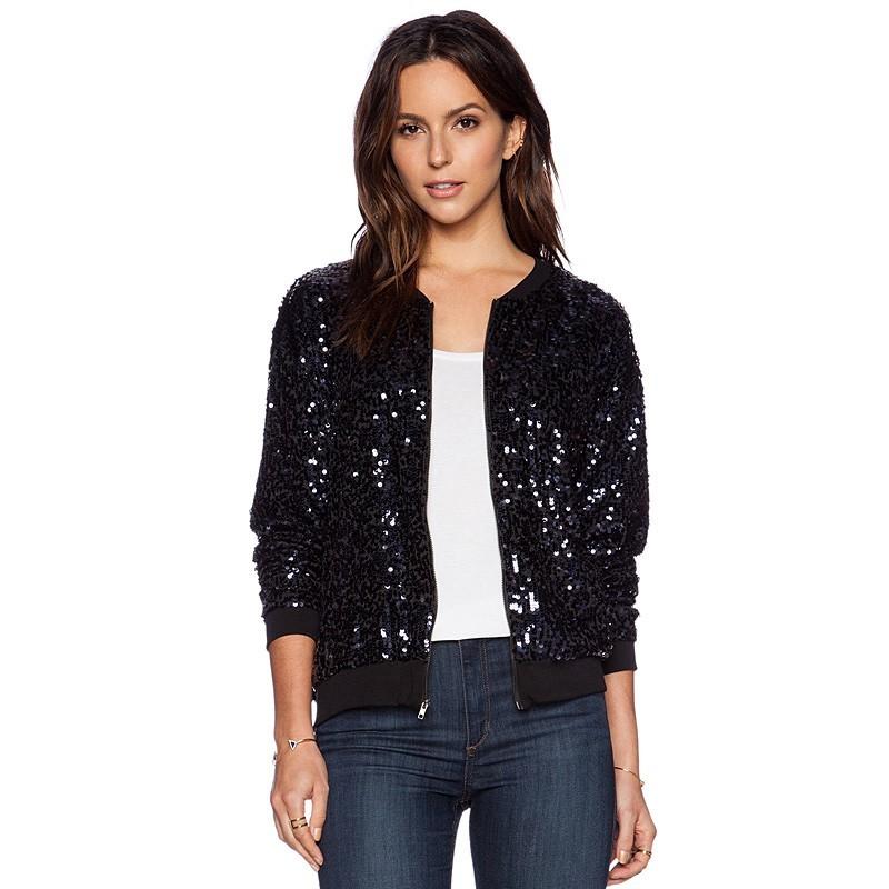 Свадьба - Vogue Slimming Sequined Chic Casual 9/10 Sleeves Baseball Jacket Top Coat Jacket - Bonny YZOZO Boutique Store