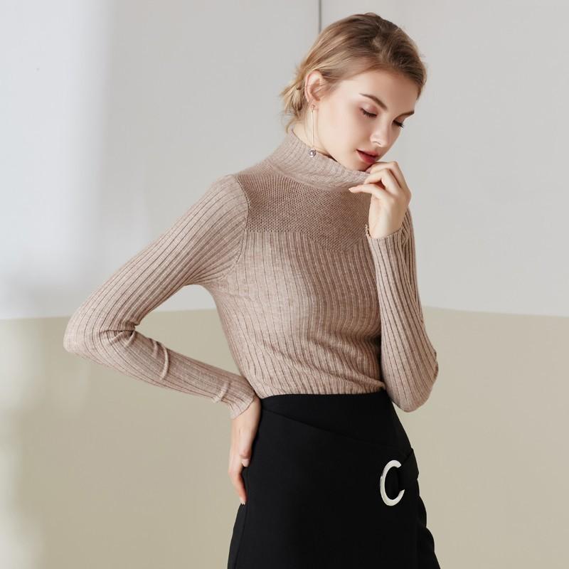 زفاف - Simple Slimming High Neck Soft Comfortable 9/10 Sleeves Knitted Sweater Basic Top - Bonny YZOZO Boutique Store