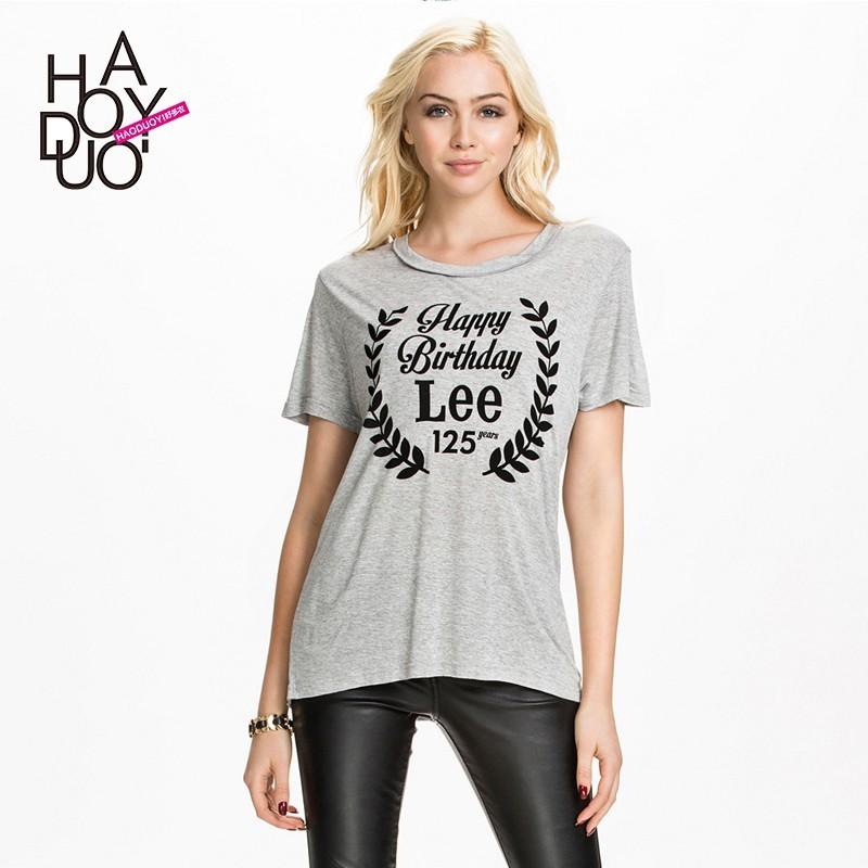 Wedding - Flower combination of street style letters printed t-shirts slim short sleeve t shirt - Bonny YZOZO Boutique Store