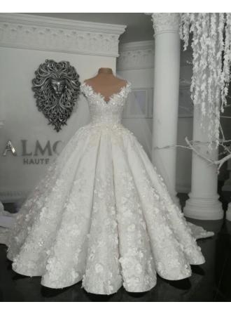 Mariage - Designer Brautkleider Mit Spitze Blumen Weiße Hochzeitskleider online Modellnummer: XY423
