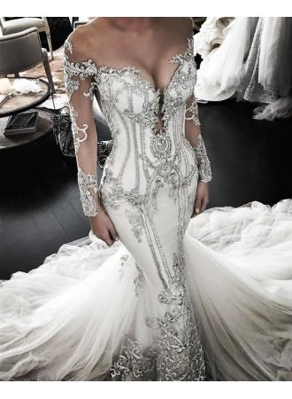 Mariage - Luxus Brautkleider Mit Spitze Hochzeitskleider Mit Ärmel Online Modellnummer: XY413