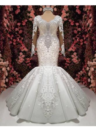 Mariage - Luxus Brautkleid Mit Ärmel Spitze Hochzeitskleider Online Modellnummer: BC0252