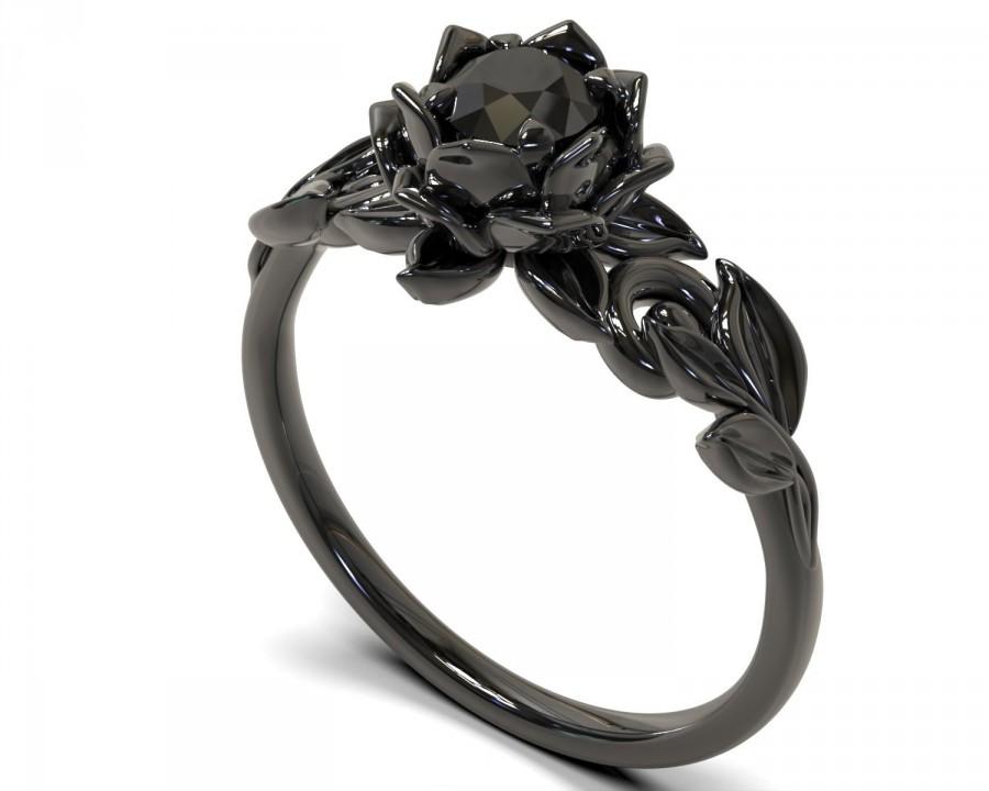 Mariage - Black Diamond Engagement Ring, Black Diamond Ring, Black Gold Ring, Black Gold Diamond Engagement ring, Black Gold Engagement Ring