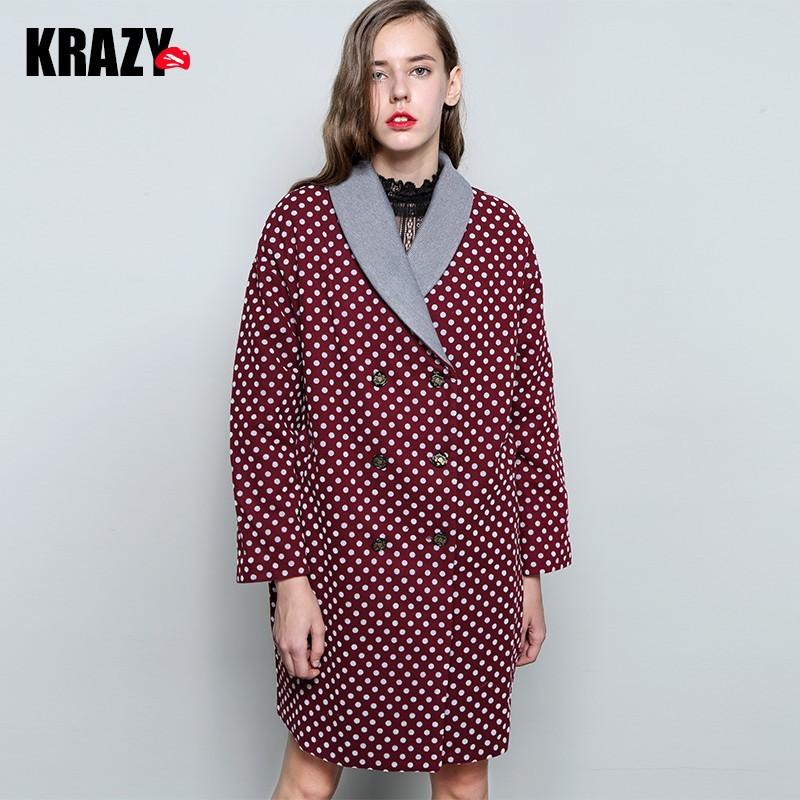 Hochzeit - Solid Color Polo Collar Coccoon Shaped Polka Dot Coat Overcoat - Bonny YZOZO Boutique Store